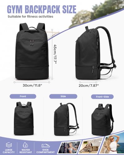 Image of Gym Backpack for Women Lightweight Sports Casual Daypack Black
