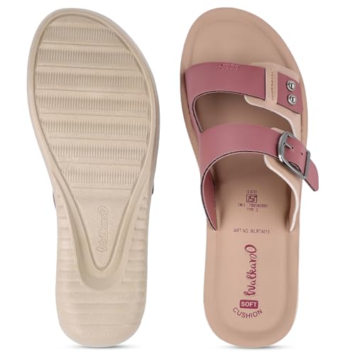 Image of WALKAROO Slip-on Sandals for Women|Lightweight PU Wedge Sole, Comfortable Sandal|Walking, Shopping, Travel, Casual Wear Sandal-WLR74019