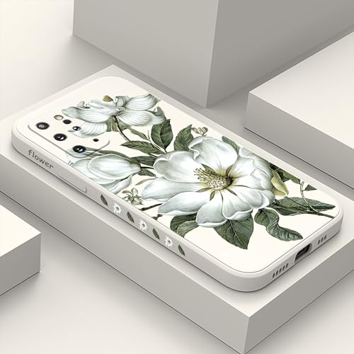 Coque Samsung S20 Plus antichoc fine en coton blanc floral