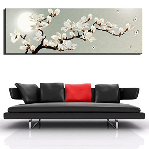 Toile magnolia blanc grande taille pour une deco zen de chambre | 30x90cm - 4