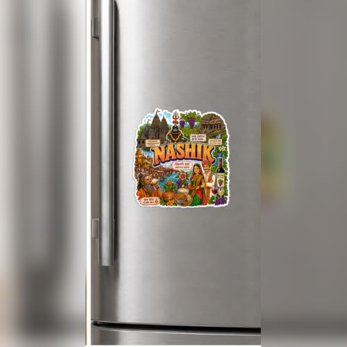 Image of Zesta Wooden Fridge Magnets Set | Refrigerator Decor Magnets for Kitchen | India Souvenir Fridge Magnet Collection | Wooden Magnet for Fridge Door Decoration (Nashik)