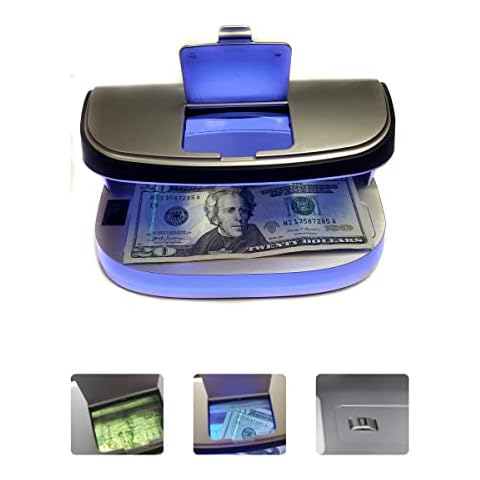 Counterfeit Bleached Bill Detector Long Lasting USB Rechargeable Battery 4 Mode Magnetic UV LED MG Watermark Magnifier 10X Fake Cheker Money Credit Card Bank Note Portable Business Store Detection NEW Cover