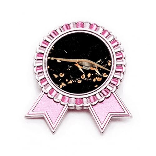 Broche dinosaure miniature noire en métal taille M avec médaille du gagnant