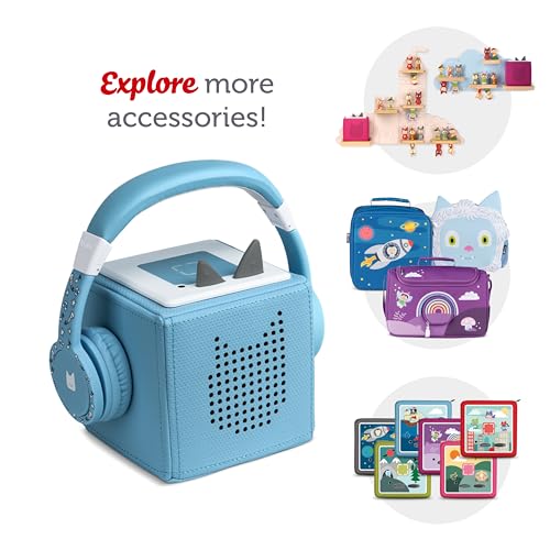 Image of Tonies Foldable Wired Headphones for Kids - Comfortably Designed to fit On-Ear - Works with Toniebox and All 3.5mm Devices - Light Blue