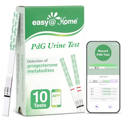 Easy@Home PdG Test Strips: 10 Pack - Track Ovulation Insights with Progesterone Urine Tests – at Home Fertility Test for Women with Premom Ovulation App - PdG (Pregnanediol Glucuronide) Tests