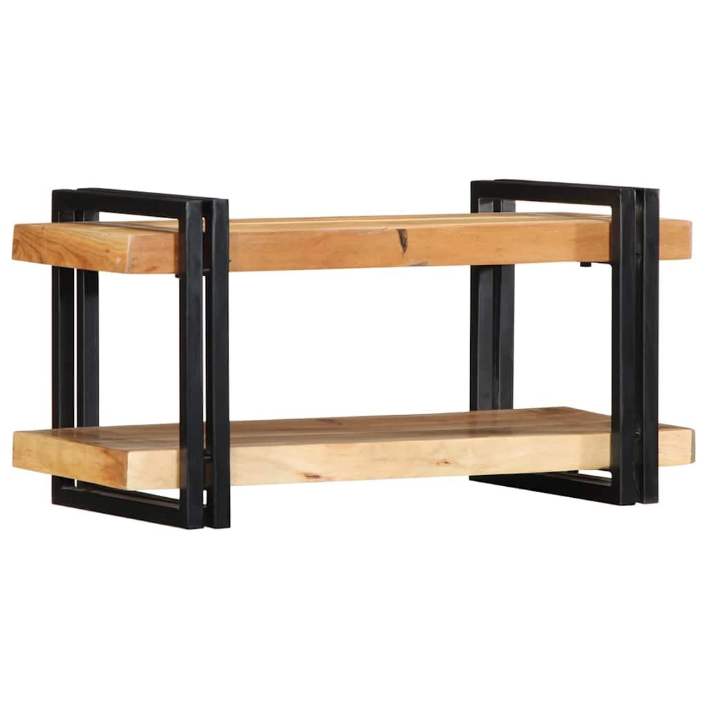 Wandregal 70x33x35 cm Massivholz Akazie mit 60 kg Tragkraft, stabiles Hifi Regal und Medien Schrank für Wohnzimmer, Aufbewahrung von DVD, CD, Vinyl, Router und Gaming Zubehör