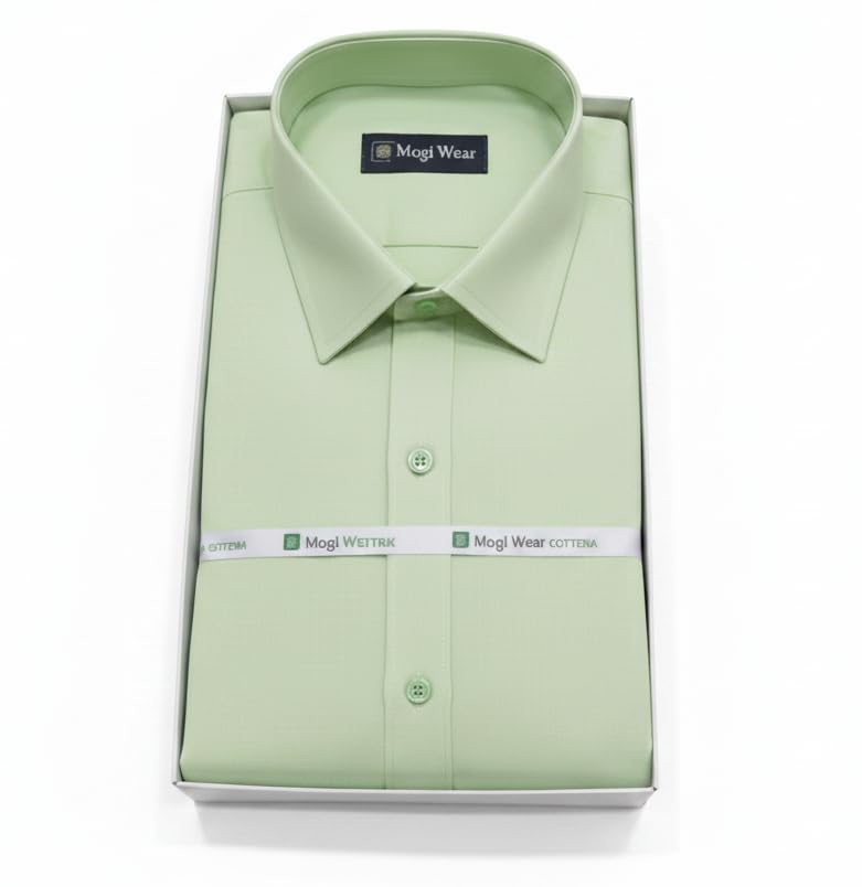 Men's Premium Cotton Plain Full Sleeve Formal Shirt | Pista Green Regular Fit Solid Shirt for Office-picture-10