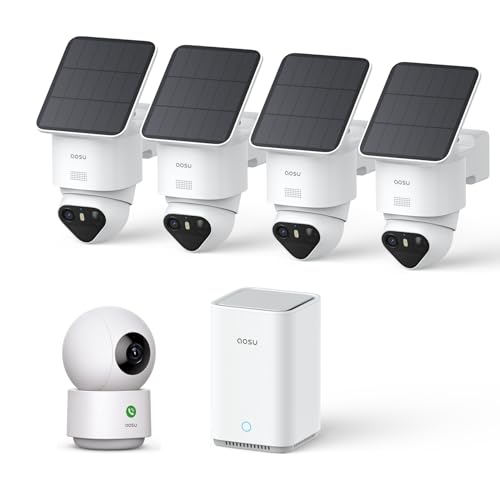 aosu 2K Indoor Security Camera + T2 Ultra 4K Solar Outdoor Wireless Security Camera System - Detailed View