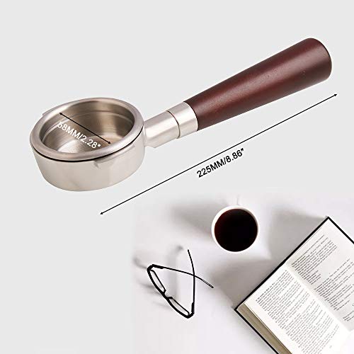 KOBSAINF 58mm Bottomless Naked Portafilter No Base Filter Holder Basket with Wooden Handle for Filter Coffee
