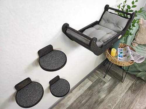 RshPets® An der Wand Montiertes Katzenmöbel-Set: Bett und 3 Stufen, Katzenbett, Modernes Katzen-Wandregal-Möbelset zum Schlafen, Spielen, Klettern und Entspannen. (Dunkle Farbe) RshPets® An der Wand Montiertes Katzenmöbel-Set: Bett und 3 Stufen, Katzenbett, Modernes Katzen-Wandregal-Möbelset zum Schlafen, Spielen, Klettern und Entspannen. (Dunkle Farbe)