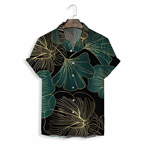 Chemise hawaïenne homme à motif ginkgo noir pour vos soirées de plage et vacances d'été