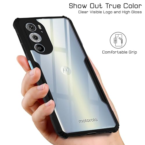 Image of Jkobi Back Cover Case for Motorola Moto Edge 30 Pro (Shockproof with Polycarbonate Clear Panel | Professional Black)