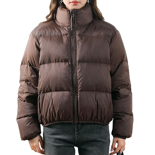 Veste bouffante matelassée et chaude avec col montant zippé pour style urbain chic