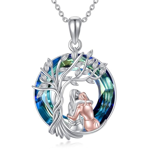 Sisters Necklace Sterling Silver Always My Sister Forever My Friend Jewelry Tree of Life Palm Trees Necklace for Women Female Friendship Jewelry
