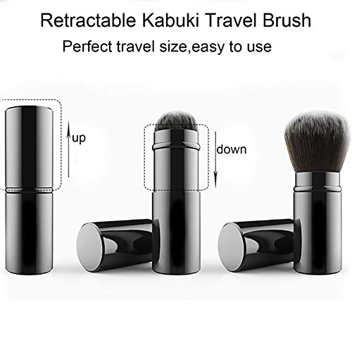 Falliny 2 Pack Retractable Kabuki Makeup Brush, Travel Face Blush Brush, Portable Powder Foundation Brush With Cover For Blush, Sunscreen, Bronzer, Buffing, Highlighter Flawless Powder Cosmetics #TOP1
