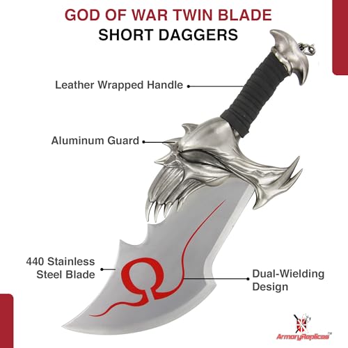 Armory Replicas™ - Blades of Chaos Kratos Twin Blade Set with Real Metal - Perfect for God of War Enthusiasts and Cosplay - Includes Display Plaque - Thumbnail 3