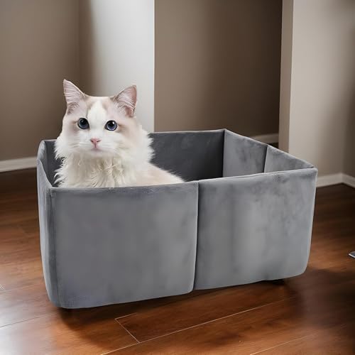 Katzenhöhlen & Häuser, Außenkatze Höhle warme Hundehöhle, Abnehmbarer Hundzwinger mit waschbarem Kissen, 48x37x19cm, beruhigender Schlafheim, leicht zu reinigen, ideal für kleine Tiere, Winterwärme