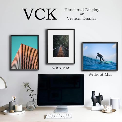 Image of VCK 8x10 Aluminum Picture Frames Black Set of 3, Multi Metal Photo Frames Made of High Definition Real Glass for 5x7 with Mat or 8x10 Without Mat, 3 Pack Wall Hanging