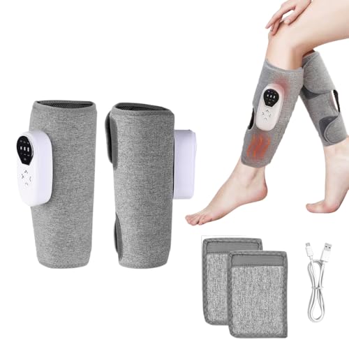 WRQIOO 2 Stück Beinmassagegerät, Wadenmassagegerät, Wadenmassagegerät Kabellos mit Heizfunktion, 3 Modi und 3 Heizstufen, Einfach zu Bedienen, Hilft Bei Beinschmerzen