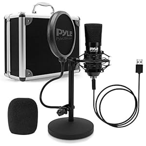 Pyle USB Microphone Podcast Recording Kit – Audio Cardioid Condenser Mic w/Desktop Stand and Pop Filter – for Gaming PS4…