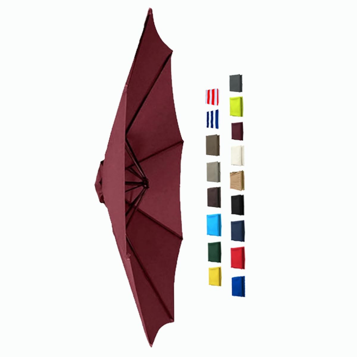 BEEGMA Replacement Parasol Canopy 6 Ribs 8 Ribs Canopy Replacement Top UV 30+ Protection 2.0m 2.30m 2.70m 3.0m Outdoor Garden Umbrella Cover (Color : Burgundy, Size : 2.70m/9FT-8Ribs)