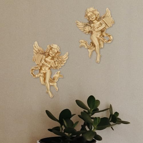 Anges dorés vintage Hemobllo déco murale durable pour mur vide - 5