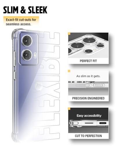 Image of WOW IMAGINE Clear Back Cover Case for Motorola Moto G85 5G | Shockproof Soft TPU Case | Cushioned Edges for Ultimate Protection Back Cover Case - Transparent