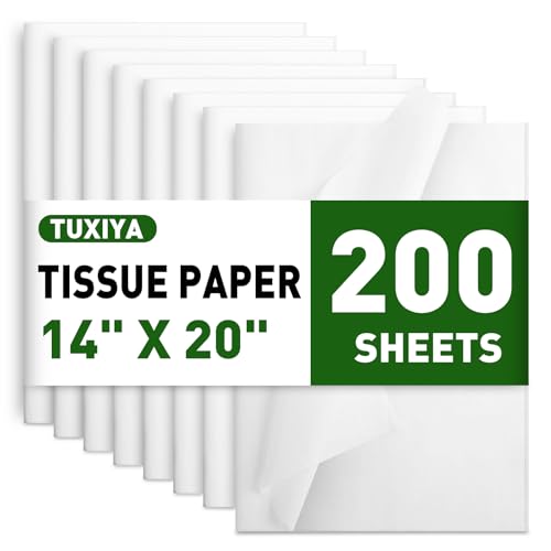 200 Sheets White Tissue Paper 14 X 20 Tissue Papers Bulk for Christmas Wedding Birthday Showers Valentines Day Flower Decoration Tissue Paper for Gift Bags Crafts Packaging Storage Art