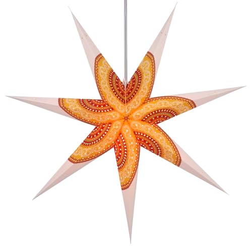 GURU SHOP Faltbarer Advents Leucht Papierstern, Weihnachtsstern 80 cm - Helike Weiß/Mixed