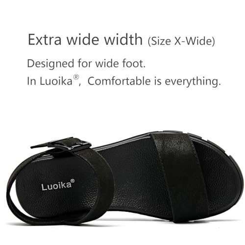 Image of Luoika Women's Wide Width Block Heel Open Toe Sandals