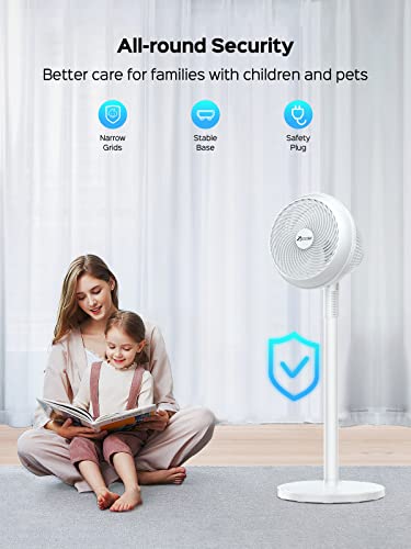 Zicooler Pedestal Fan For Bedroom, 28Db Ultra Quiet Standing Fan For Home Bedroom, 80°+60° Oscillating Floor Fans With 3 Speeds, Portable Stand Fan Desk Fan 2-In-1 Air Circulator Fan #TOP5