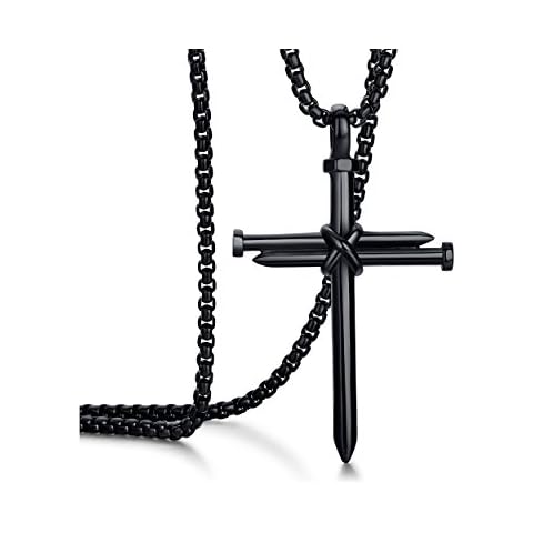 Rehoboth Men's Stainless Steel Nail Cross Pendant Necklace Cover