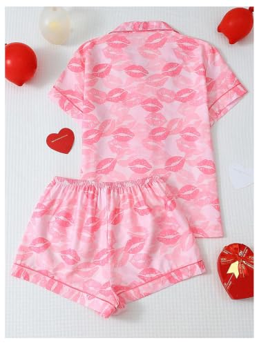Image of Verdusa Pajamas For Women Set 2 Piece Summer Pajama Sets Cute Pjs Lounge Matching Button Shirt with Shorts