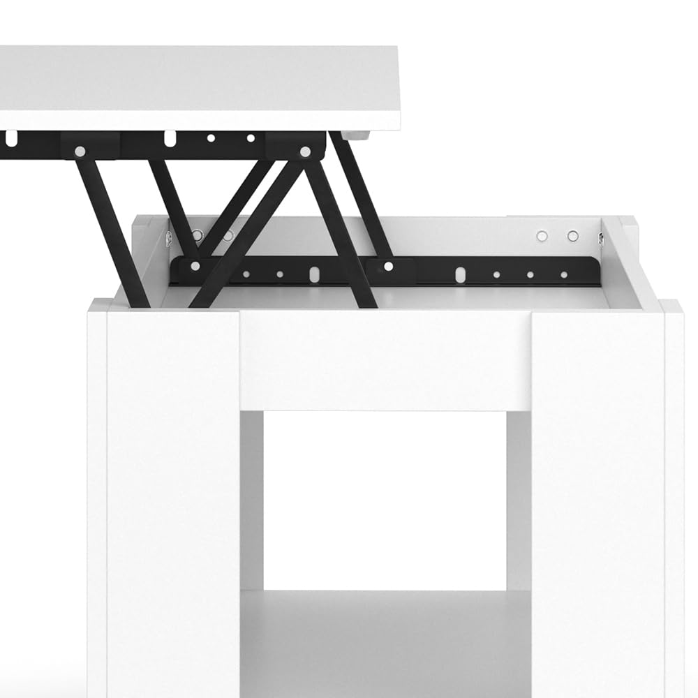 Vicco Couchtisch Lorenz, Weiß, 100 x 50 cm | mit Liftfunktion, mit Hebemechanismus und höhenverstellbarer Tischplatte