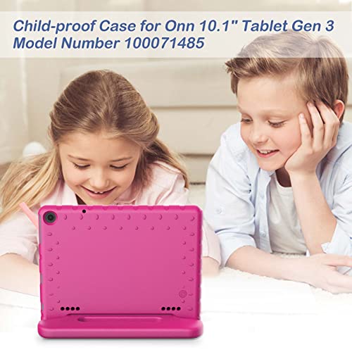 Ltrop Kids Case For Walmart Onn 10.1 Tablet Gen 3 2022 Model 100071485, Shockproof Convertible Handle Stand Case For 2022 Onn 10.1" Tablet 100071485 Gen 3 Only, Rose #TOP5