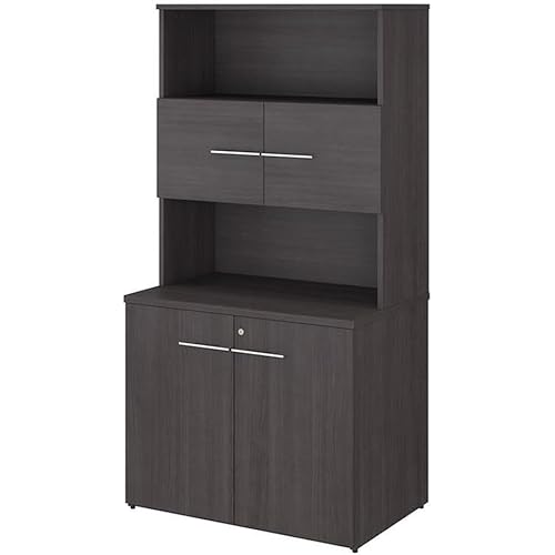 Bush Business Furniture Office 500 36W Tall Storage Cabinet with Doors and Shelves in Storm Gray