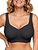 Vertvie Jelly Bras for Women Plus Size Minimizer Soft Wireless Push Up Bra Full Supportive Older Lift Back Coverage Bralette(Black,34DDD)
