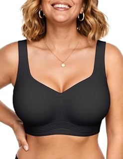 Vertvie Jelly Bras for Women Plus Size Minimizer Soft Wireless Push Up Bra Full Supportive Older Lift Back Coverage Bralette(Black,34DDD)