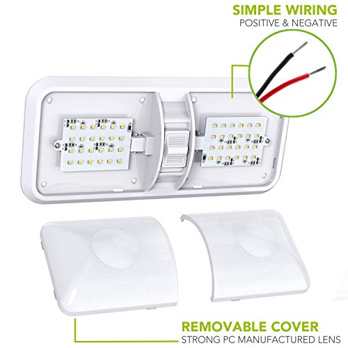 image for Leisure LED 1 Pack RV LED Ceiling Double Dome Light Fixture with ON/Of