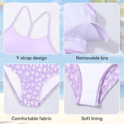 Image of Weixinbuy Girls Swimsuits Bikini Set Kids Bathing Suit Bikini Top Bottom 2Pcs Teen Girls' Swimwear Set