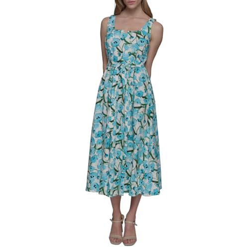 Robe midi col carré KARL LAGERFELD ajustée par une ceinture