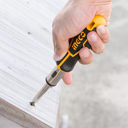 Image of INGCO 24 IN 1 Ratchet Screwdriver Set, INGCO Style Ratchet Handle, 16 Pcs Screwdriver Bits, 7 Pcs 1 /4 inch Power sleeve
