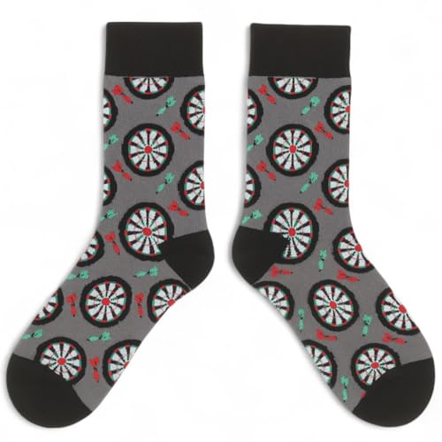 MIJOMA Herren Fun-Socken – Lustige Motivsocken mit ausgefallenen Designs – Bunte Baumwollsocken für Freizeit, Alltag & Büro (DE/NL/SE/PL, Numerisch, 42, 46, Regular, Regular, Darts)