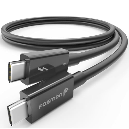 Fosmon Cabo Thunderbolt 4 de 100 W, cabo USB C para USB C, suporta tela 8K, certificado Intel, 40 Gb