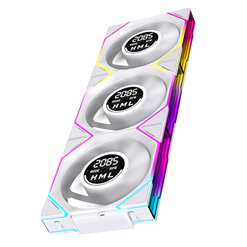 Ventilateur PC 120mm PWM à pales réversibles TZMRIT Interstellar-V4 pack de 3 blanc