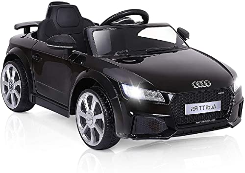 FFlyer Kids Ride on Car, 12V Kids Licensed Ride On Car, 4-Wheel Battery Power Electric Vehicle w  2.4G Parental Remote Control, MP3, LED Lights, Horn, Openable Doors, High Low Speeds (Black)