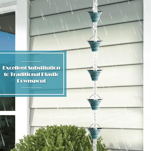 Tfro & Cile Regenkette, Regenrinne, Fallauslauffänger, Außenwasserumleiter, dekorativer Garten, Regenbecher, Glockenspiel, Heimdekoration, 2,5 m lang