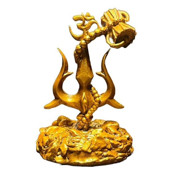 Shree Japam Trishul with Damru Standing Decorative Showpiece Statue murti for Car Dashboard Pooja, Decoration,Temple,Home Decor & Office Mandir | Shankar ji Trishool Works to Ward Off Evil Eye