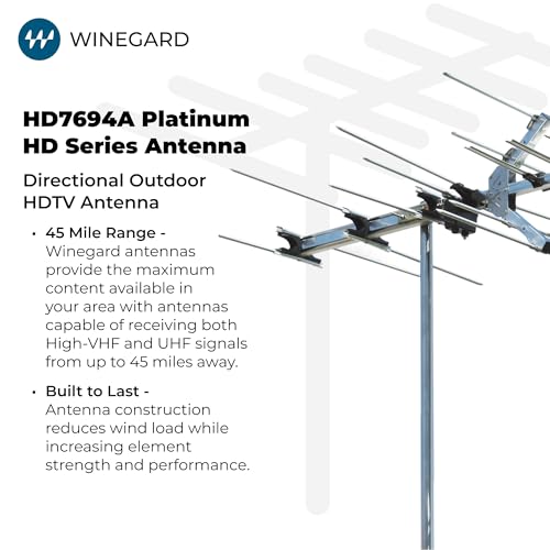 Winegard HD8200A Long Range Outdoor HDTV Antenna - 65+ Mile Range, High-VHF/UHF, 4K Ultra-HD Ready, Free Local Channels, Amplify with Boost XT LNA-200 - Thumbnail 3