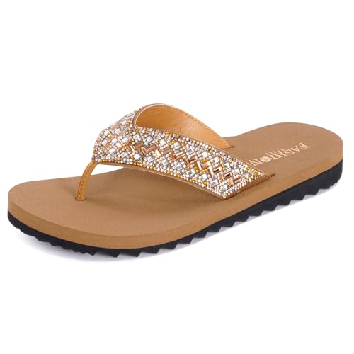 Image of EZSURF Women's Cushion Flip-Flops Orthotic Comfortable Yoga Mat Thong Sandals With Arch Support, Rs-chestnut, 7 UK